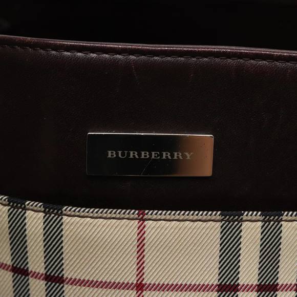 BURBERRY Nova Check Hand Bag Canvas Beige Silver Auth ep5413 - Picture 10 of 16